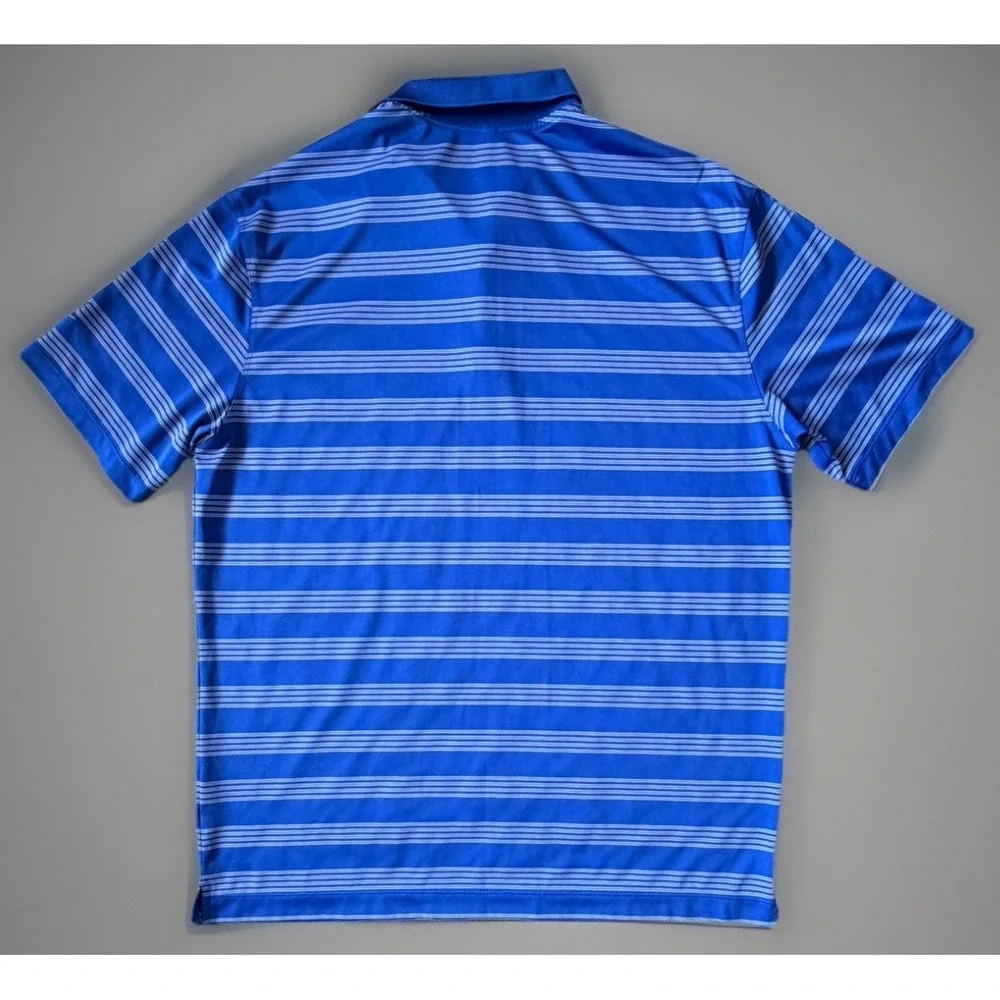 Nike Golf Tour Performance Polo Shirt Dri-Fit Swoosh Logo Blue Stripe Large JBHS